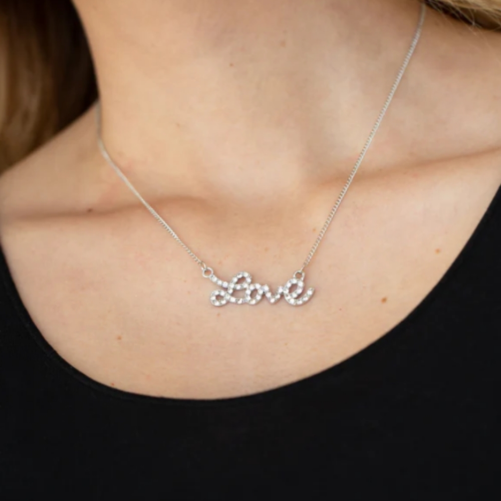 Head Over Heels In Love White Necklace